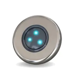Luminária Para Piscina Super Led 9W 160mm Azul Corpo Abs Frontal Inox Encaixe Pressão Cano 20mm