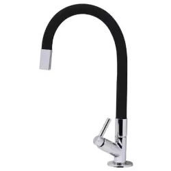 Torneira Gourmet Flex Mesa Bica Movel Metal Metrox Black Cromada C-60 1/4 Volta