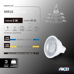 Foco LED MR16 5W 127V Luz Cálida GU5.3