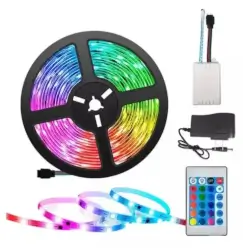 Cinta Led 12V Ip65 Luz Rgb Rollo 5 mt (Incluye Kit Controlador+Control)